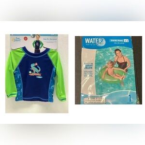Kids Swim Shirt Size 2-4 M & Pool Float Blue and Green. New